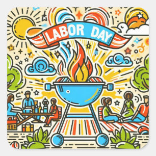 Celebrating Together - Labour Day BBQ Square Sticker