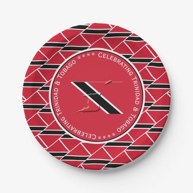 Celebrating TRINIDAD & TOBAGO FLAG Custom Photo Paper Plate (Front)
