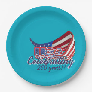 celebrating USA 250 stars and stripes paper plates