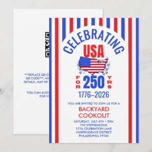 Celebrating USA 250 Years BBQ Cookout July 4th Invitation
