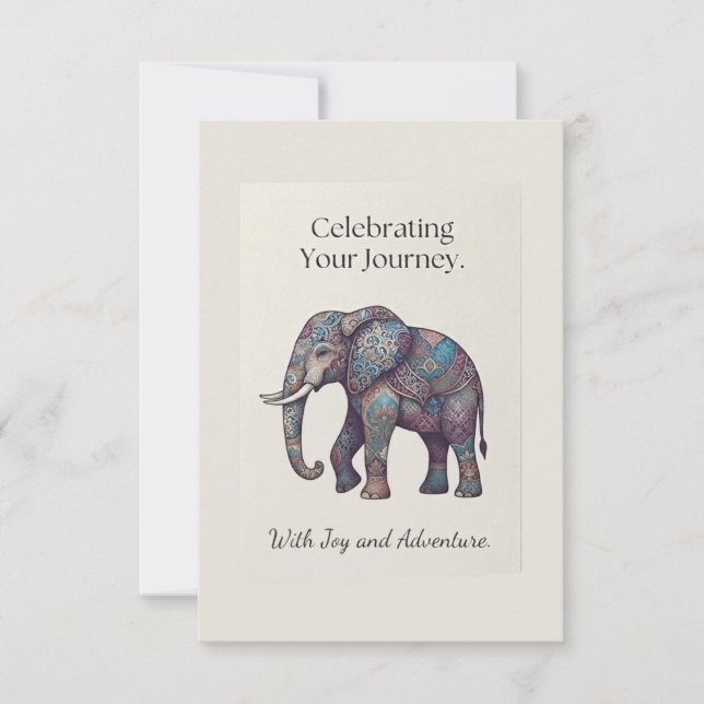 Celebrating Your Journey Elephant Greeting Card (Front)