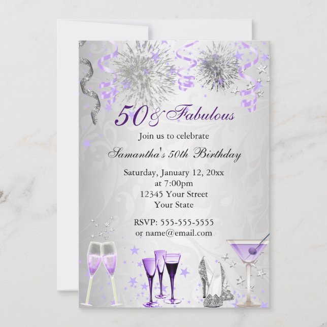 Celebration 50 & Fabulous Birthday Invitation (Front)