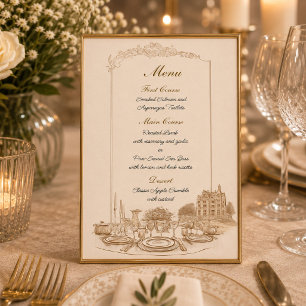 Celebration at the Manor Custom Menu  Invitation