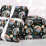 Celebration Birthday Custom Photo Turquoise Green Wrapping Paper<br><div class="desc">Celebrate a special birthday with this personalised photo wrapping paper. Both the name and birthday age can also be customised to make it truly unique.</div>