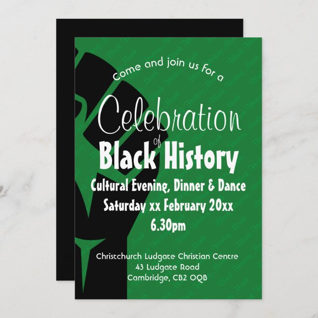 CELEBRATION BLACK HISTORY Personalised BHM Invitation (Front/Back)