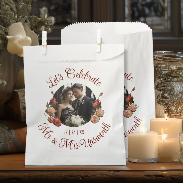 Celebration Blush Roses Gothic Wedding Favour Bags (Pretty little romantic gift bags for celebrating with your wedding guests.)