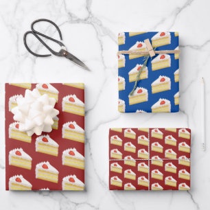 Celebration Cake Slices - Frosted Sponge Dessert Wrapping Paper Sheet