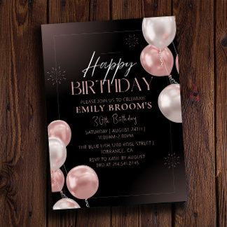 Celebration Classy Minimal 30th Birthday Party Invitation