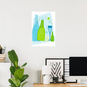 Celebration Drinks Champagne Bottles and Glasses Poster