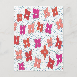 Celebration Flowers and Polka Dots Invitation Postcard