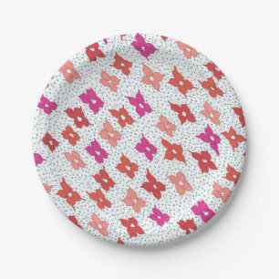 Celebration Flowers and Polka Dots Paper Plate