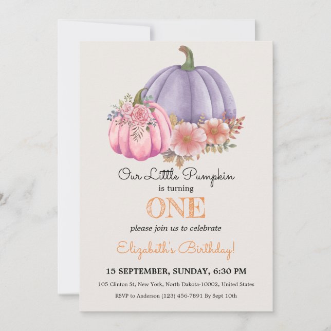 Celebration For Cute Kids Pumpkin-themed Birthday Invitation (Front)
