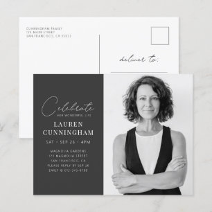 Celebration Her Wonderful Life Modern Simple Photo Invitation Postcard