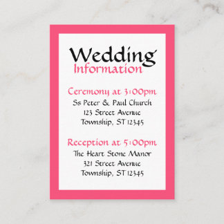 Celebration in Fuchsia Guest Reference Cards