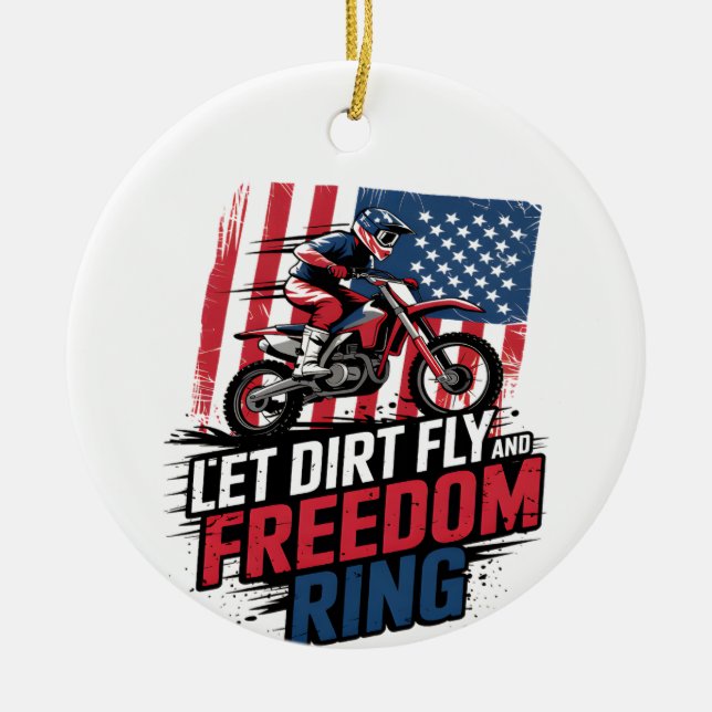 Celebration - Let Freedom Ring Quote Ceramic Tree Decoration (Front)