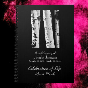 Celebration Life Guest Book Aspens Black and White