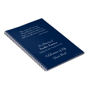 Celebration Life Guest Book Dark Blue Choose Color