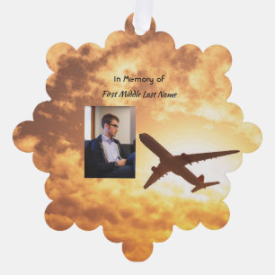 Celebration Life Memorial Keepsake Aeroplane Pilot Tree Decoration Card