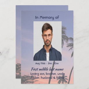 Celebration Life Service Tropical Beach Paradise Invitation