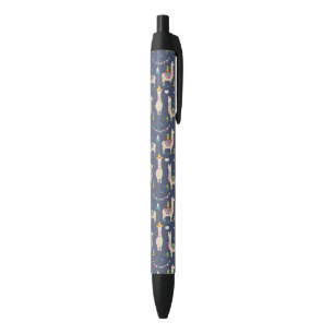 Celebration Llama Pattern Black Ink Pen