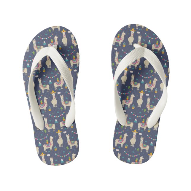 Celebration Llama Pattern Kid's Jandals (Footbed)