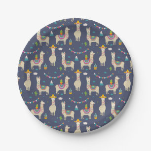 Celebration Llama Pattern Paper Plate