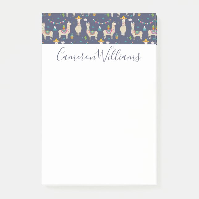 Celebration Llama Pattern Post-it Notes (Front)
