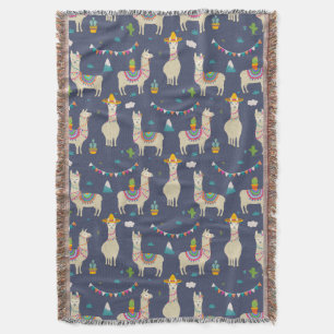 Celebration Llama Pattern Throw Blanket