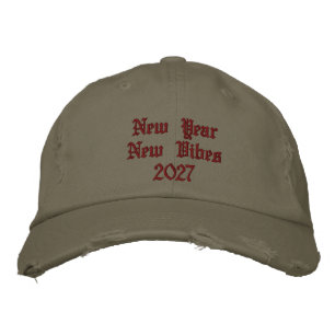 Celebration New Year New Vibes 2027 Light Olive Embroidered Hat