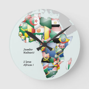 Celebration of Africa in Flags Design Round Clock