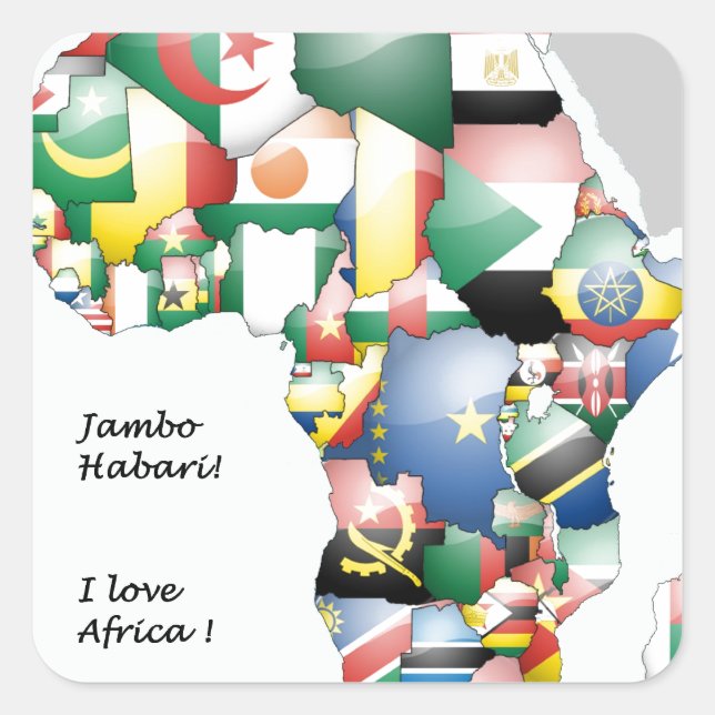Celebration of Africa in Flags Design Square Sticker (Front)