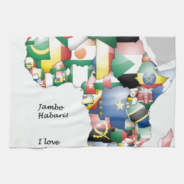 Celebration of Africa in Flags Design Tea Towel (Horizontal)