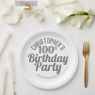 Celebration of Age 100th Birthday Paper Plates