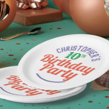Celebration of Age 10th Birthday Paper Plates