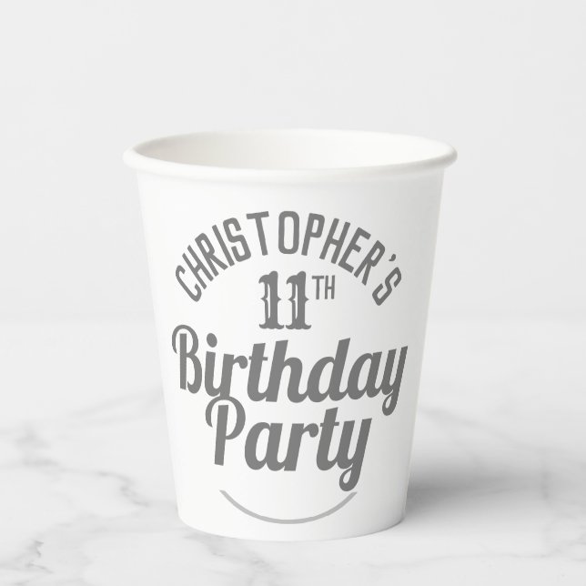 Celebration of Age 11th Birthday Paper Cups (Front)