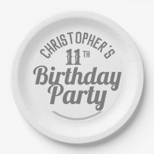 Celebration of Age 11th Birthday Paper Plates