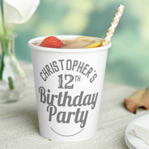 Celebration of Age 12th Birthday Paper Cups