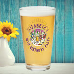 Celebration of Age 18th Birthday Glass<br><div class="desc">To celebrate a special birthday. Designed for someone who is 18 years of age.18th birthday celebration. Birthday party drinks illustration is the centrepiece. Add the name and age. Birthday party souvenir glass.</div>