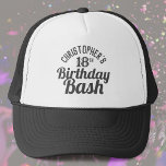Celebration of Age 18th Birthday Trucker Hat<br><div class="desc">To celebrate a special birthday. Designed for someone who is 18 years of age. 18th birthday celebration. Birthday bash. Add the name and number. Birthday party hat.</div>