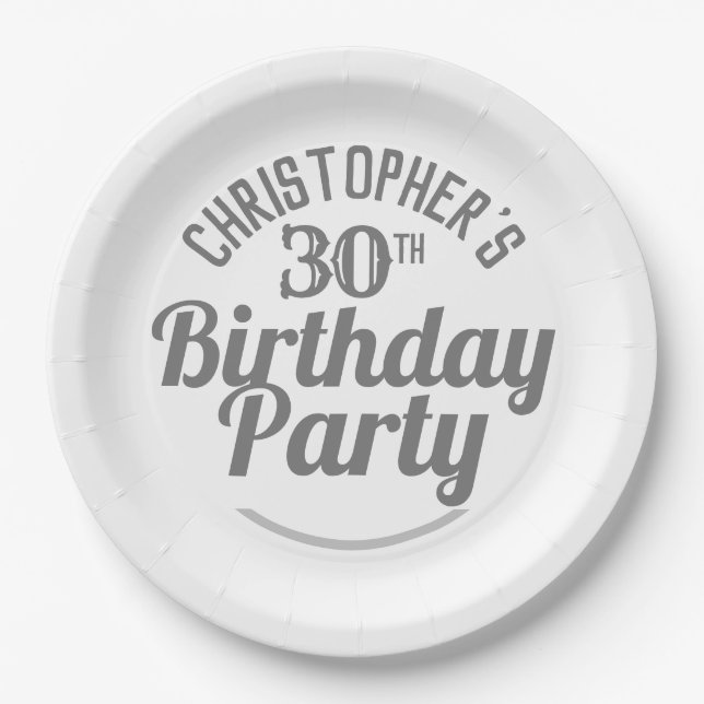 Celebration of Age 30th Birthday Paper Plates (Front)