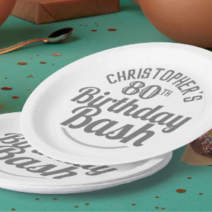 Celebration of Age 80th Birthday Paper Plates