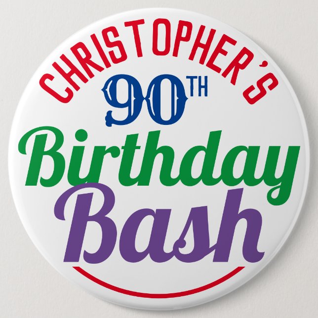 Celebration of Age 90th Birthday Button (Front)