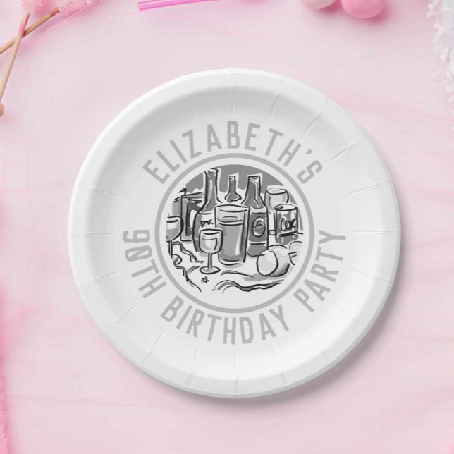 Celebration of Age 90th Birthday Paper Plates (Creator Uploaded)