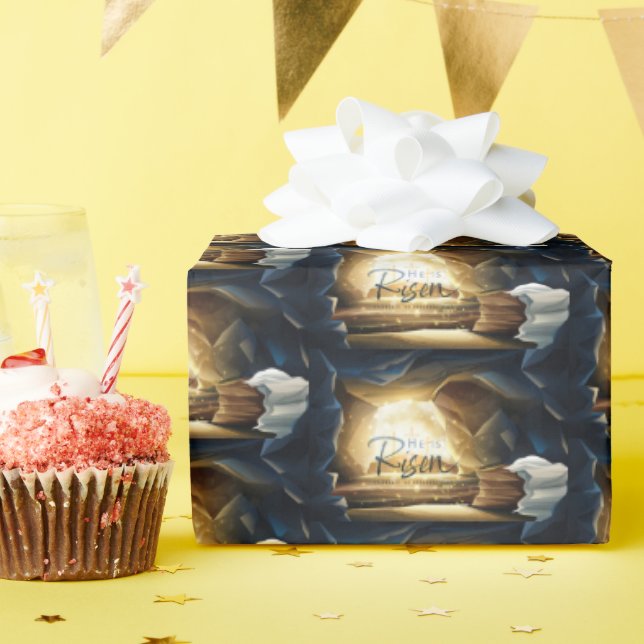 Celebration of Easter Sunday He Is Risen  Wrapping Paper (Birthday Party)