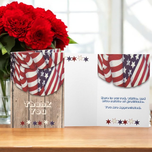 Celebration Of Gratitude Red White Blue Template (Template text thank you card cover and inside )