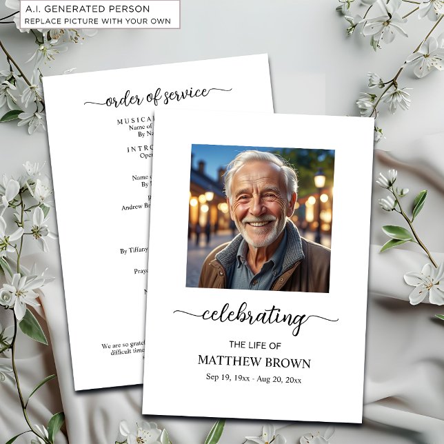 Celebration of Life 1 Photo Memorial Funeral  Programme (Creator Uploaded)