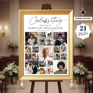 Celebration of Life 21 Photo Collage Memorial Poster