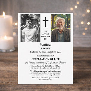 Celebration Of Life 2 Photos Funeral Invitation