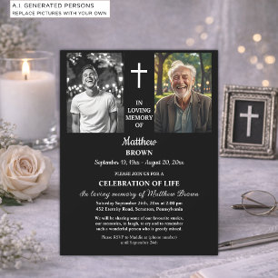 Celebration Of Life 2 Photos Funeral  Invitation