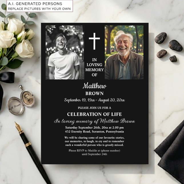 Celebration Of Life 2 Photos Funeral  Postcard (Creator Uploaded)